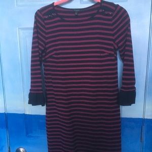 Talbots Navy & Fuchsia Casual Dress with cuff